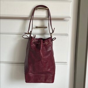 Mario Valentino never used Burgundy Leather Bucket Bag